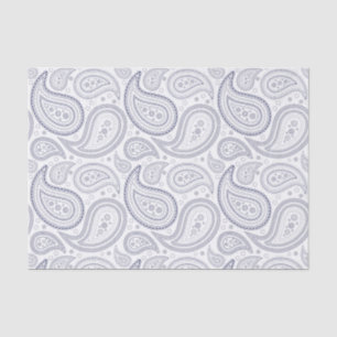 Navy Blue Paisley Pattern on White Tissue Paper Tissuepapier