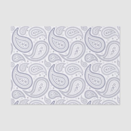 Navy Blue Paisley Pattern on White Tissue Paper Tissuepapier (Voorkant)