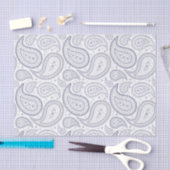 Navy Blue Paisley Pattern on White Tissue Paper Tissuepapier (Craft)