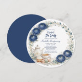 Navy Blue Palette Tea Party Bridal Shower Kaart (Voorkant / Achterkant)
