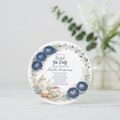 Navy Blue Palette Tea Party Bridal Shower Kaart (Staand voorkant)