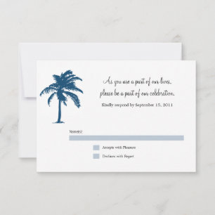 Navy Blue Palm Tree Wedding RSVP-kaart RSVP Kaartje