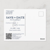 Navy Blue Pampas Grass Bruiloft Save The Date Briefkaart (Achterkant)