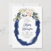 Navy Blue Pampas Grass Tropisch Baby shower Kaart (Voorkant)