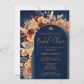 Navy Blue Pampas Grass Vrijgezellenfeest Terracott Kaart (Voorkant)