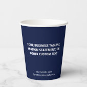 Navy Blue Paper Cups Custom Business Logo 8 oz Papieren Bekers (Achterkant)