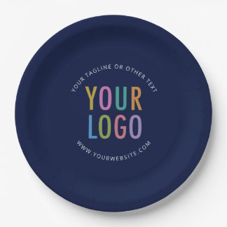Navy Blue Paper Plates Custom Business Logo Bulk Papieren Bordje
