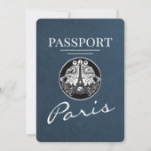 Navy Blue Paris Passport Bewaar de datum Save The Date (Voorkant)