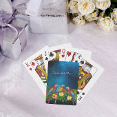 Navy blue parrots tropische huisnaam pokerkaarten