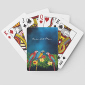 Navy blue parrots tropische huisnaam pokerkaarten (Achterkant)