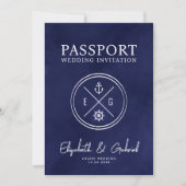Navy Blue Passport Destination Wedding Cruise Kaart (Voorkant)