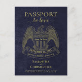 Navy Blue Passport Fun Wedding Save the Date Aankondigingskaart (Voorkant)