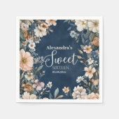 Navy Blue Pastel Wildflowers Sweet 16 Servet (Voorkant)