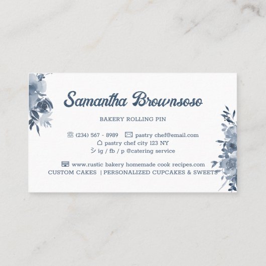 Navy Blue Pastry Chef Homemade Bakery Visitekaartje (Achterkant)