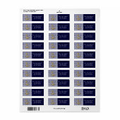 Navy Blue patroonanker nautische bruiloft Etiket (Full Sheet)
