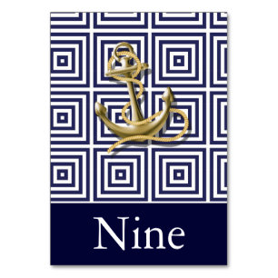 Navy Blue patroonanker nautische bruiloft Kaart