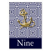 Navy Blue patroonanker nautische bruiloft Kaart (Achterkant)