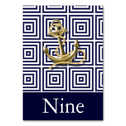 Navy Blue patroonanker nautische bruiloft Kaart (Voorkant)
