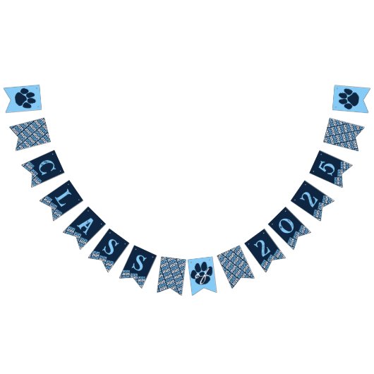 Navy Blue Pawprint Afstuderen Hanging Banner (Alle)