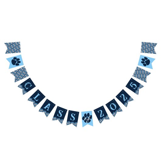 Navy Blue Pawprint Afstuderen Hanging Banner