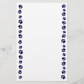 Navy Blue Pawprint Stationery Briefpapier (Voorkant)