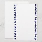 Navy Blue Pawprint Stationery Briefpapier (Voorkant / Achterkant)