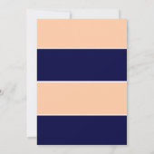 Navy blue, peach color block wedding Save the Date (Achterkant)