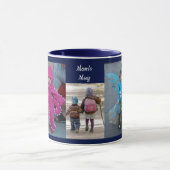 Navy Blue personaliseer 3 FOTO-TEMPLATE cadeau Mok (Midden)