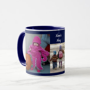 Navy Blue personaliseer 3 FOTO-TEMPLATE Gift Coffe Mok