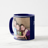 Navy Blue personaliseer FOTO TEMPLATE Gift Coffee Mok (Voorkant links)
