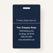 Navy Blue Personalized Employee ID Card Badge (Achterkant)