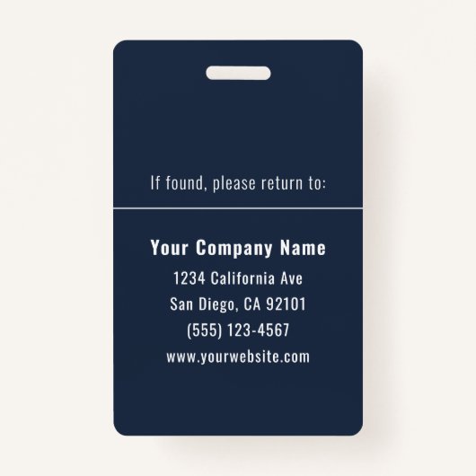 Navy Blue Personalized Employee ID Card Badge (Achterkant)
