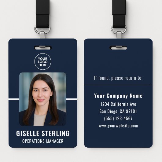 Navy Blue Personalized Employee ID Card Badge