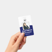 Navy Blue Personalized Employee Photo ID Badge (Handheld)