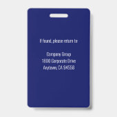 Navy Blue Personalized Employee Photo ID Badge (Achterkant)