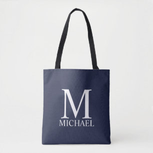 Navy blue Personalized Monogram en Naam Tote Bag