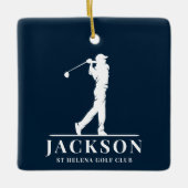 Navy Blue Personalized Monogram Golf Swing Keramisch Ornament (Voorkant)