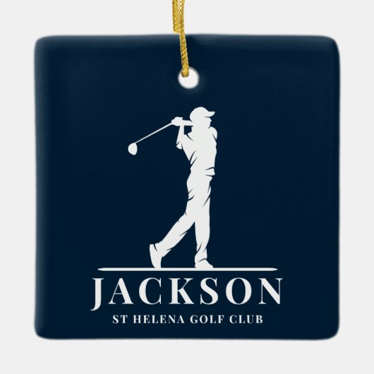 Navy Blue Personalized Monogram Golf Swing Keramisch Ornament (Voorkant)