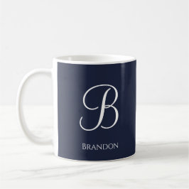 Navy Blue Personalized Name and Monogram Koffiemok