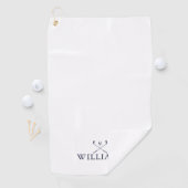 Navy Blue Personalized Name Golf Clubs Golfhanddoek (Insitu)