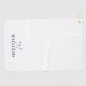 Navy Blue Personalized Name Golf Clubs Golfhanddoek (Horizontaal)