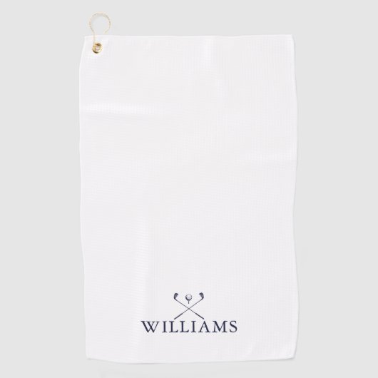 Navy Blue Personalized Name Golf Clubs Golfhanddoek (Voorkant)