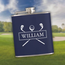 Navy Blue Persoonlijke Naam Clubs En Bal Heupfles