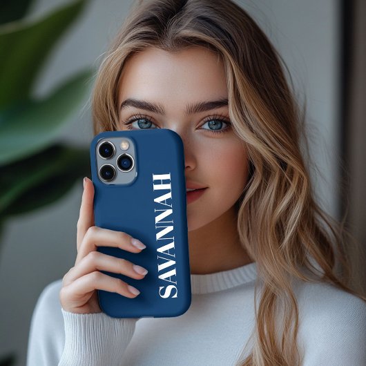 Navy Blue persoonlijke naam eenvoudig iPhone Hoesje