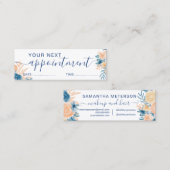 Navy Blue perzik floral waterverf afspraak Mini Visitekaartje (Voorkant / Achterkant)