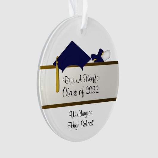 Navy Blue Pet Afstuderen Acryl Ornament (voorkant)