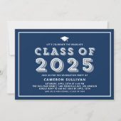 Navy Blue Pet Klasse van 2024 Retro Afstuderen Kaart (Voorkant)