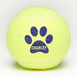 Navy Blue Pet Paw Afdrukken - Speelgoed met persoo Tennisballen