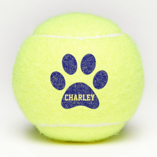 Navy Blue Pet Paw Afdrukken - Speelgoed met persoo Tennisballen