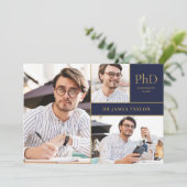 Navy Blue PhD gradatie 3 Fotogradatie Partij Kaart (Staand voorkant)